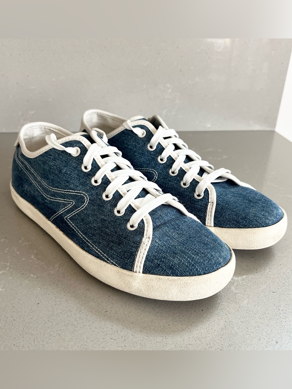 Rag & Bone Court Low Denim Sneakers Women's Shoes Blue Canvas Size 39.5 US 9.5